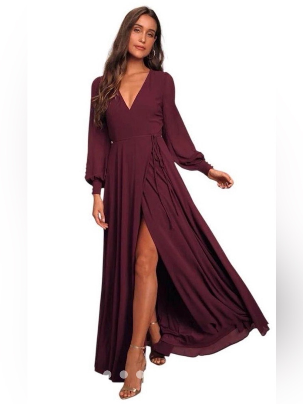 Lulu's Burgundy Wrap Maxi Dress